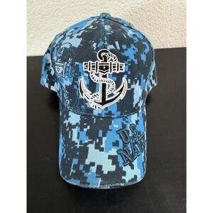 NWT US Navy authentic blue digital camo print, big anchor strapback hat cap